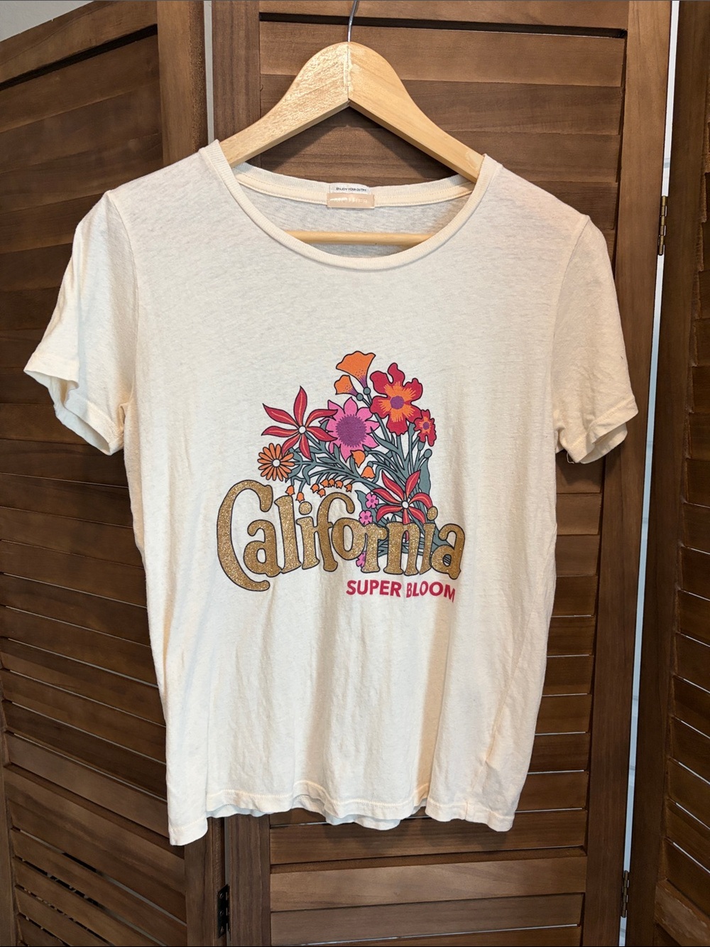 MOTHER Cream 'California Super Bloom' Graphic Tee with Pink & Orange Florals
